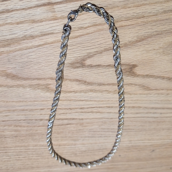 Thick Silver Necklace, w/ smaller gold chain intertwined. - Picture 7 of 7